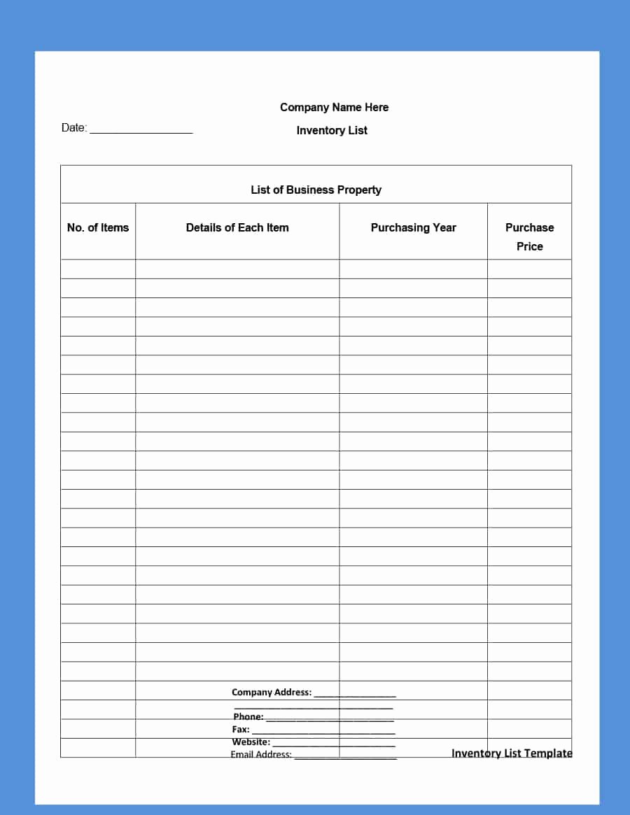 Moving Inventory List Template Awesome 45 Printable Inventory List Templates [home Fice