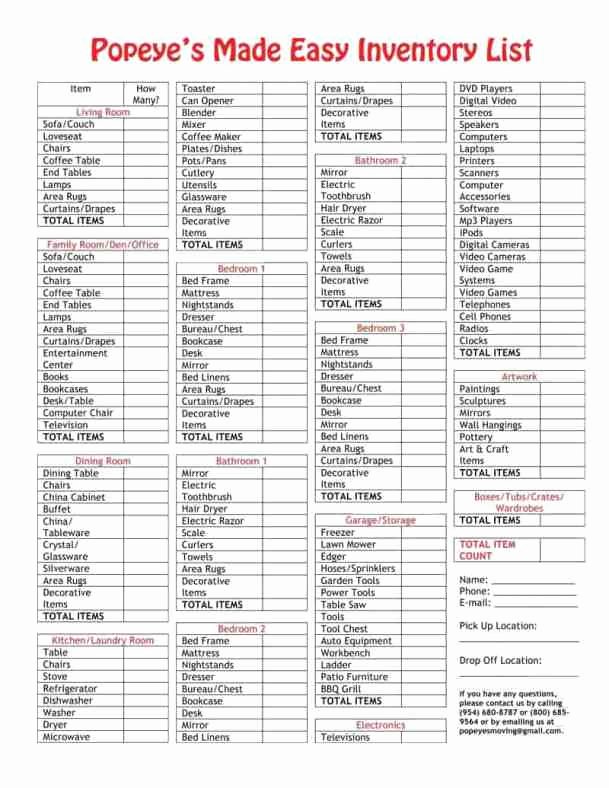 Moving Inventory List Template Luxury 10 Inventory List Templates