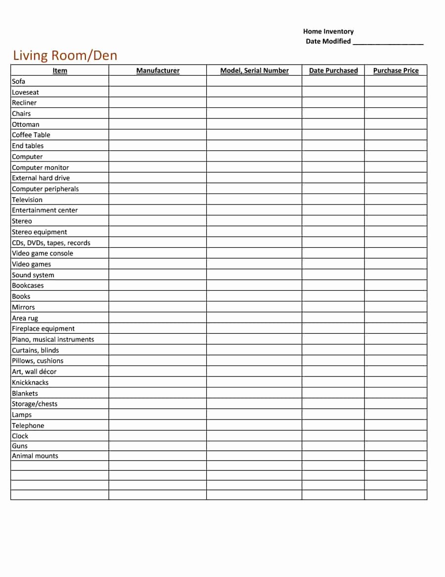 Moving Inventory List Template New 45 Printable Inventory List Templates [home Fice