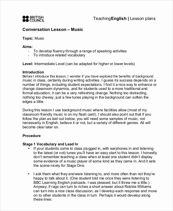 Music Lesson Plan Template Beautiful 47 Lesson Plan Samples