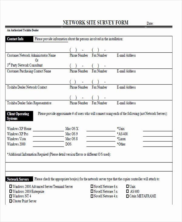 Network Site Survey Template Elegant Printable Survey form 55 Examples In Pdf Word