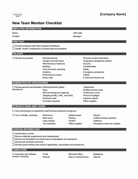 New Employee Checklist Templates Beautiful New Employee Checklist