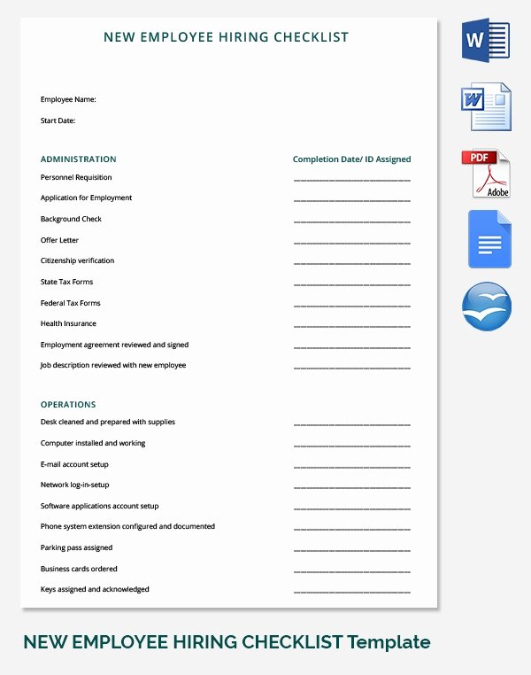New Employee Checklist Templates Best Of 30 Hr Checklist Templates Free Sample Example format