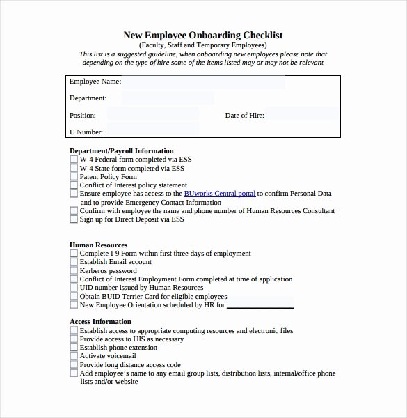New Employee Checklist Templates Elegant Checklist Template – 38 Free Word Excel Pdf Documents