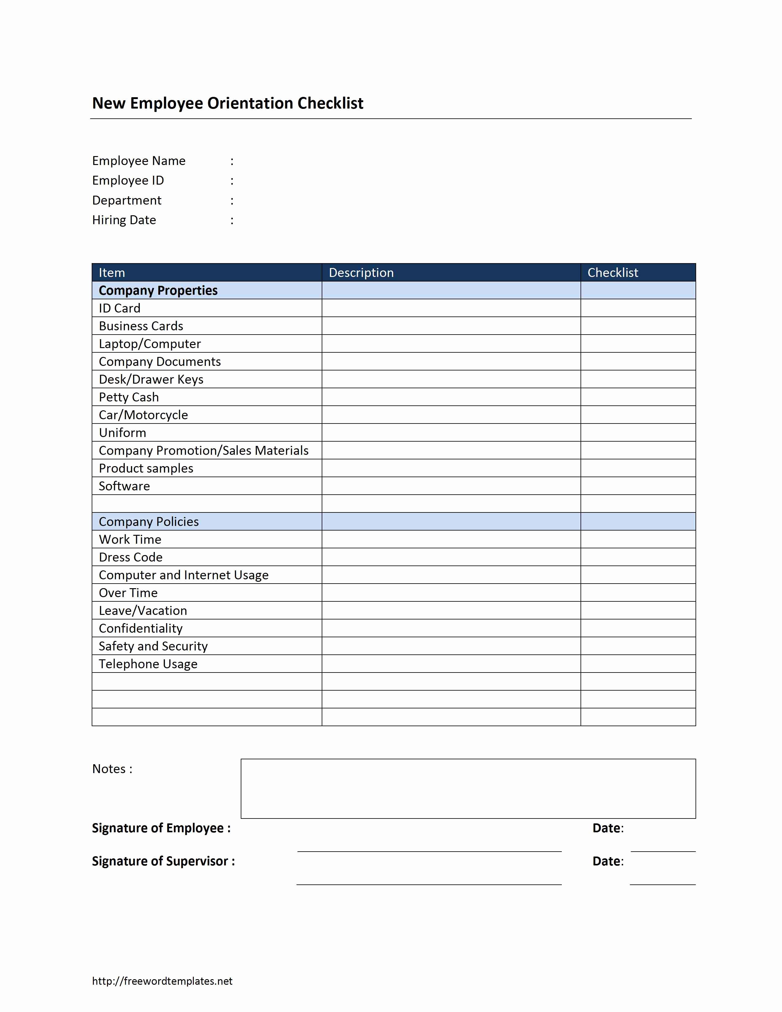 New Employee Checklist Templates Inspirational New Employee orientation Checklist Template