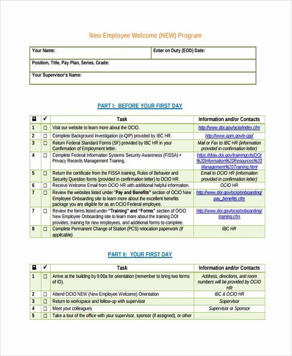 New Employee Checklist Templates Luxury Sample New Employee Checklist 20 Free Documents