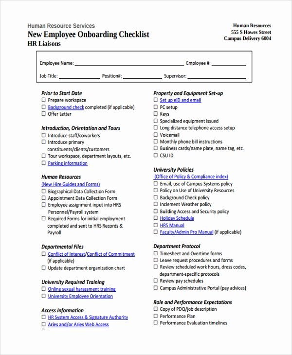 New Hire Checklist Template Word Elegant Sample New Employee Checklist 20 Free Documents