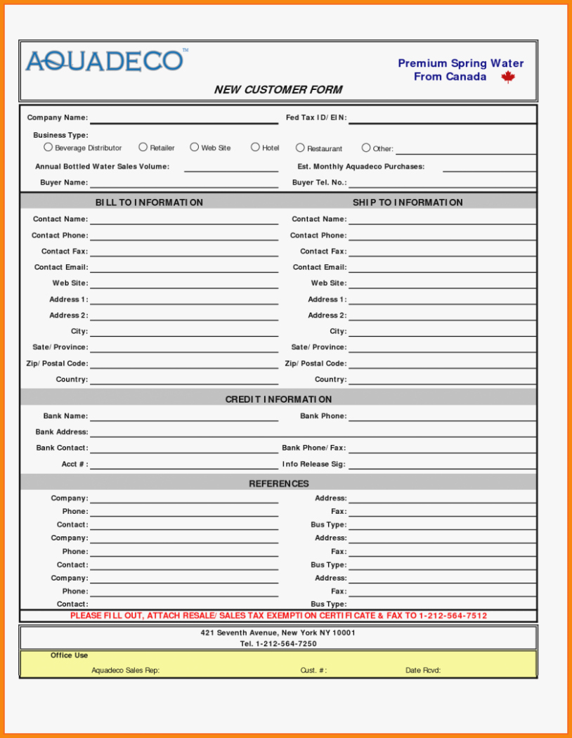 customer setup form template