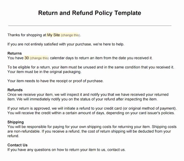 No Return Policy Template Best Of Sample Return Policy for E Merce Stores Termsfeed