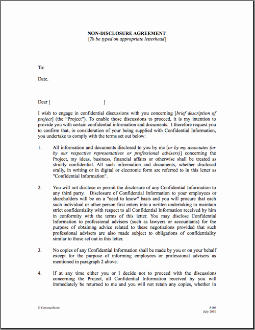 Non Disclosure Agreement Template Pdf Best Of Non Disclosure Agreement Sample