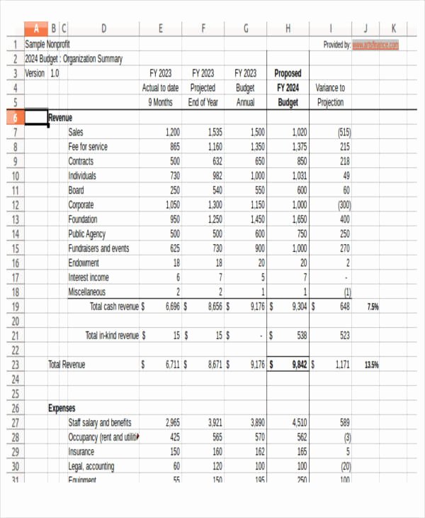 Non Profit Budget Template Excel New 12 Non Profit Bud Templates Word Pdf Excel Google