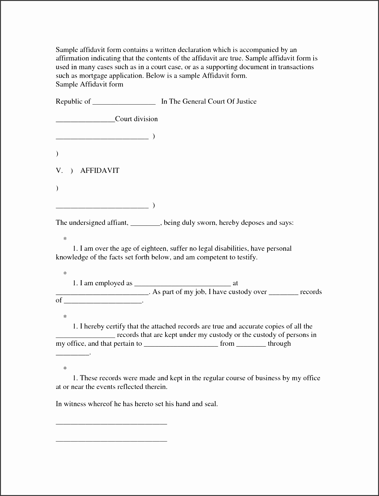 Notarized Letter Template Word Luxury 6 Affidavit form Template In Word Sampletemplatess