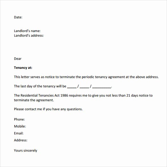 Notice to Vacate Letter Template Elegant 8 Notice to Vacate Letters Google Docs Ms Word Apple