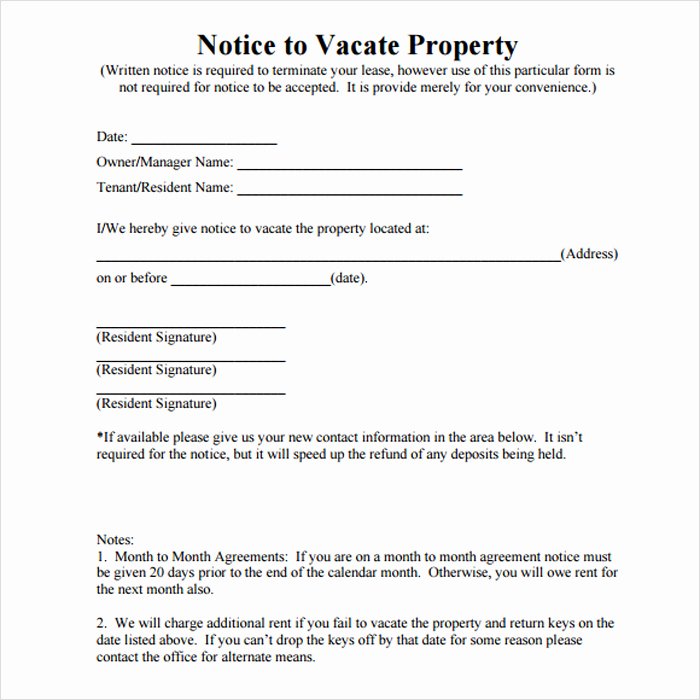 Notice to Vacate Letter Template Unique 12 Free Eviction Notice Templates for Download Designyep