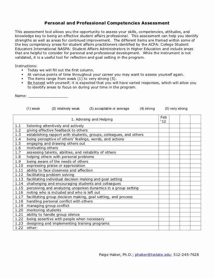 Nursing Competency assessment Template Awesome Professional Petency areas Self assessment