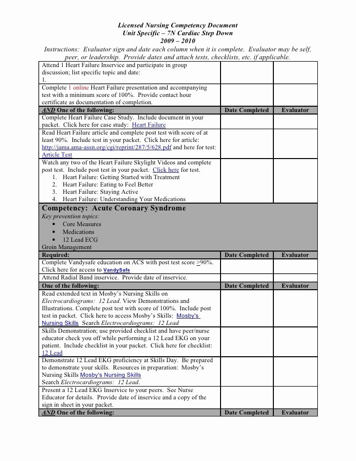 Nursing Competency assessment Template Best Of Nursing Petency Checklist Licensed Nursing Petency