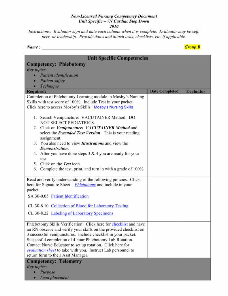 Nursing Competency assessment Template Inspirational Licensed Nursing Petency Document