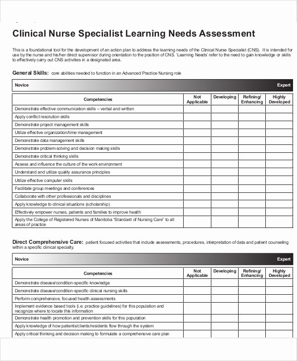 Nursing Competency assessment Template Unique 32 Free Needs assessment Templates