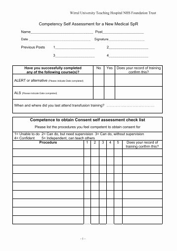 Nursing Competency assessment Template Unique En Petence assessment form Template 2