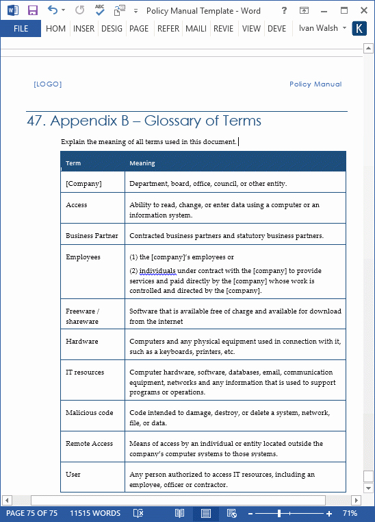 Office Procedures Manual Template Elegant Policy Manual Template Fice