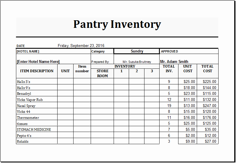 Office Supplies Inventory Template Best Of Ms Excel Printable Pantry Inventory Template