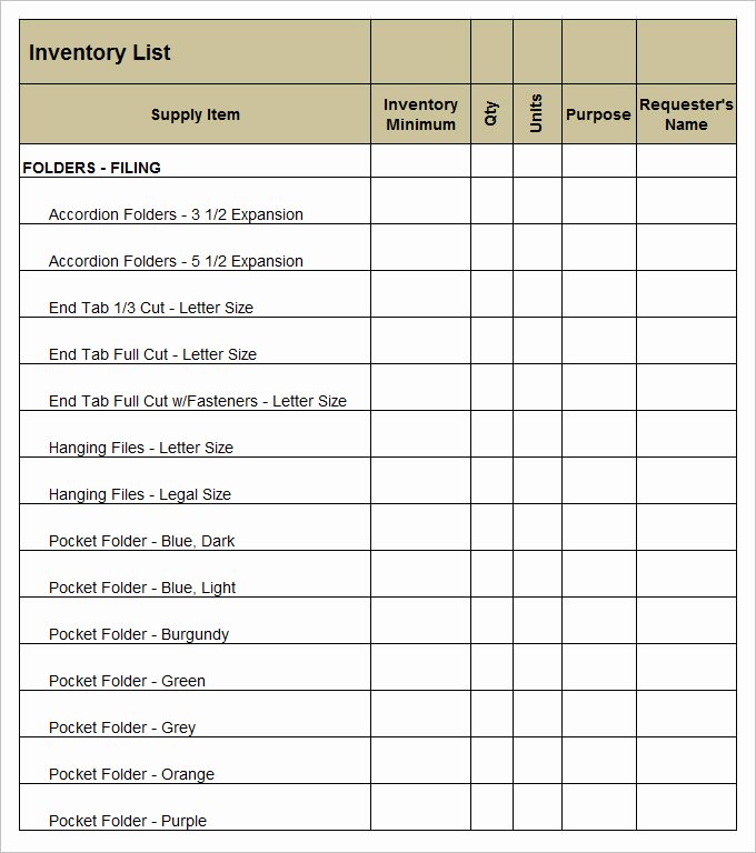 Office Supply Inventory List Template Elegant Supply Inventory Template 19 Free Word Excel Pdf