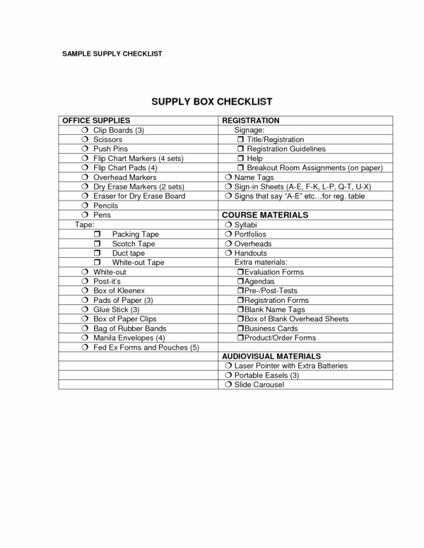 Office Supply List Template Awesome Nice Fice Supply Checkbox List Template Example to