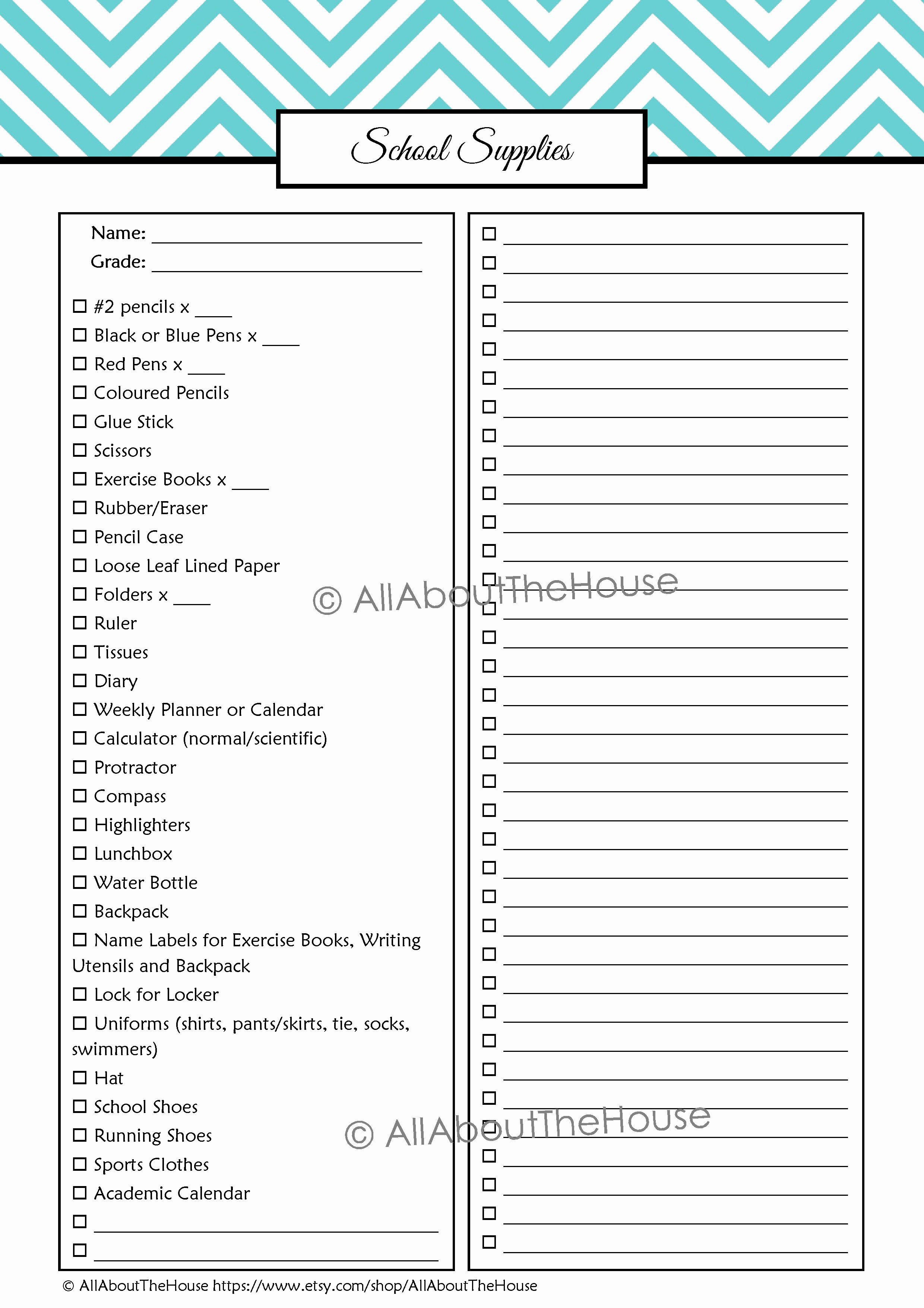 Office Supply List Template Best Of Student Planner – Editable