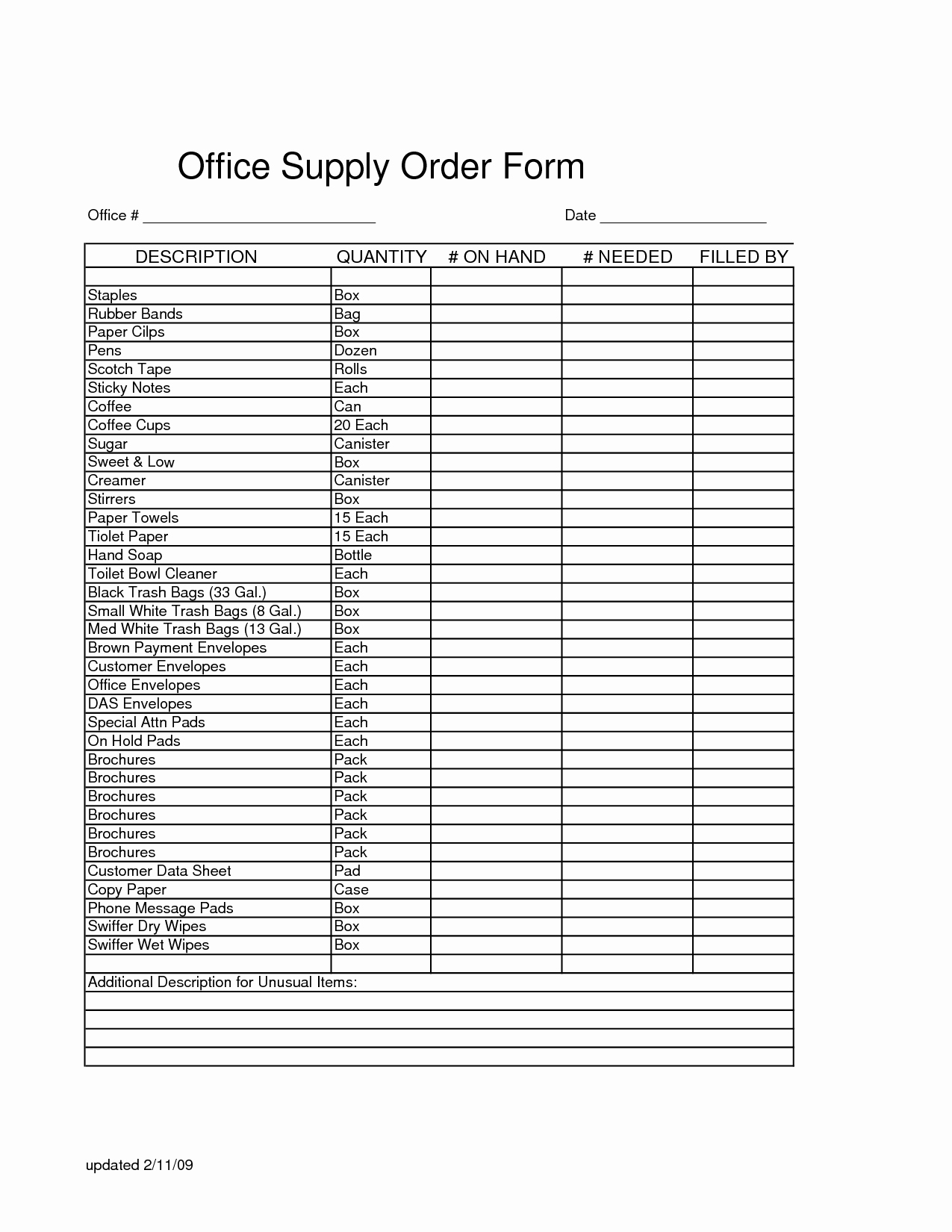Office Supply order form Template Fresh Fice Supply order form Template