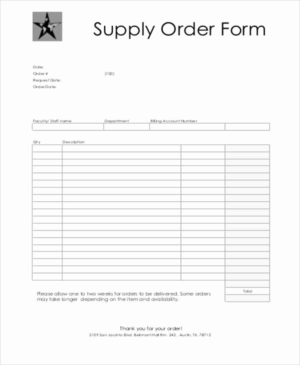 Office Supply order form Template Inspirational Printable order form Sample 10 Examples In Word Pdf