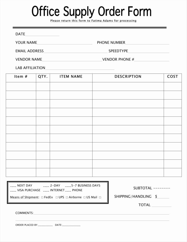 Office Supply order form Template Lovely 9 Equipment order form Templates