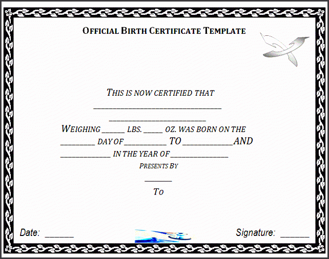 Official Birth Certificate Template Awesome 6 Birth Certificate Templates Sampletemplatess
