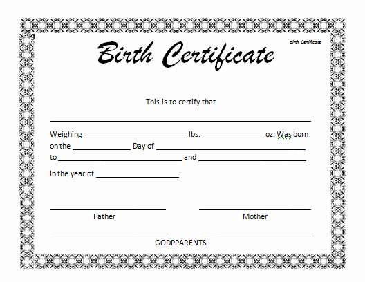 Official Birth Certificate Template Awesome Birth Certificate Template Microsoft Word Templates