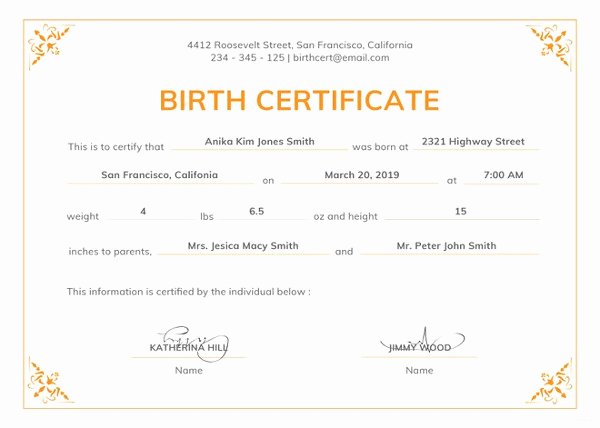 Official Birth Certificate Templates Inspirational Birth Certificate Template 44 Free Word Pdf Psd