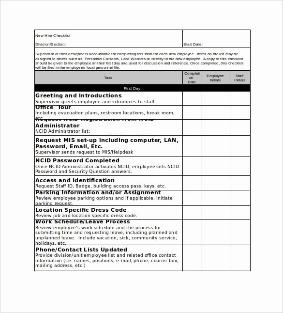 Onboarding Checklist Template Excel Lovely New Employee orientation Checklist Excel – Planner