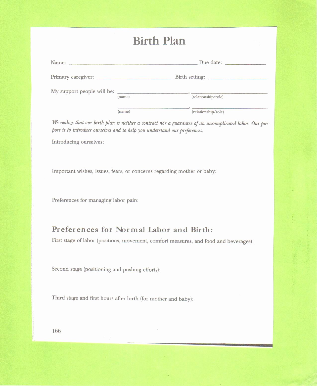 One Page Birth Plan Template Fresh Articles – Third Trimester