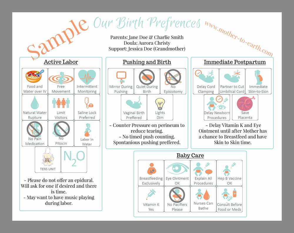 One Page Birth Plan Template Unique Visual Birth Plans Birth Plans Nurses Will Love