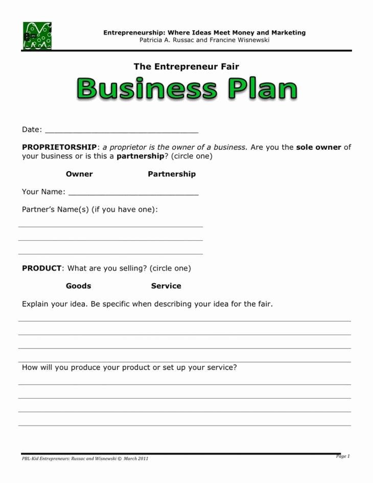 One Page Business Plan Template Fresh E Page Business Plan Template