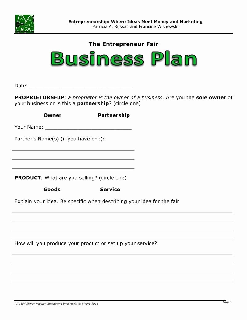 One Page Business Plan Template Luxury Business Plan Business Plan Template