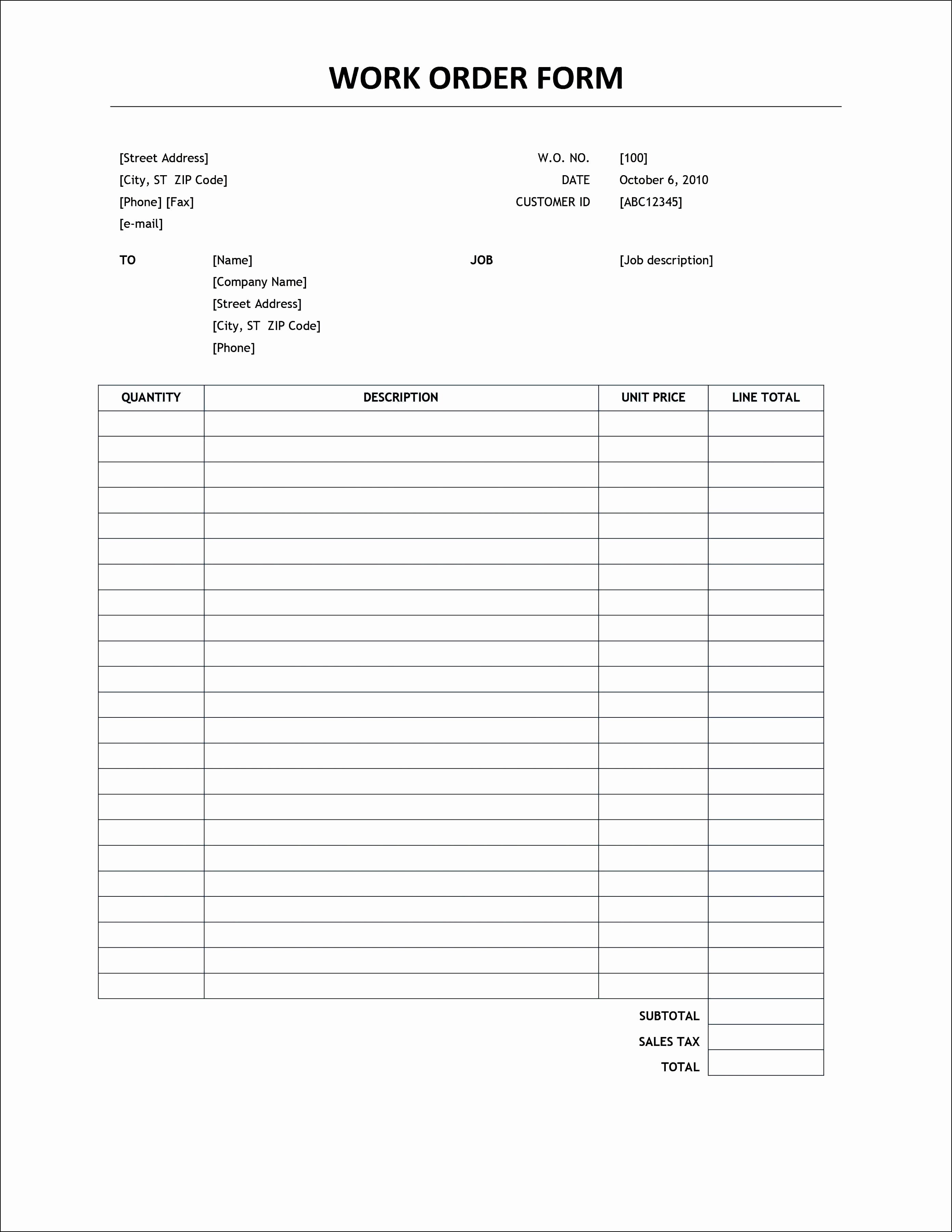 Order form Template Word Awesome Simple order form Template Word