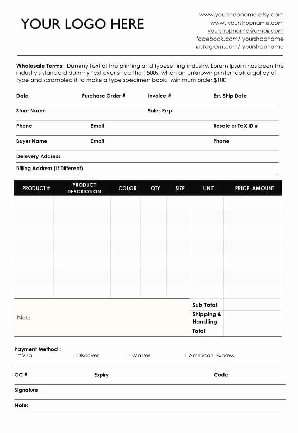 Order form Template Word Best Of 33 Free order form Templates &amp; Samples In Word Excel formats