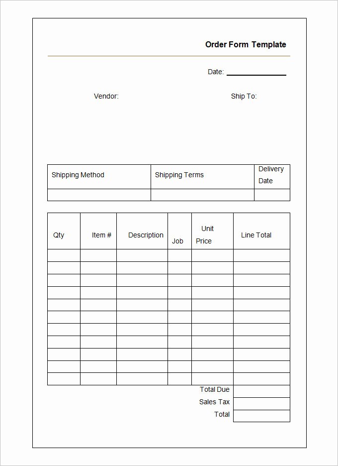 Order form Template Word Inspirational 41 Blank order form Templates Pdf Doc Excel