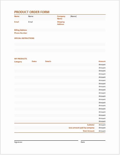 Order form Template Word New Product order form Template for Ms Word