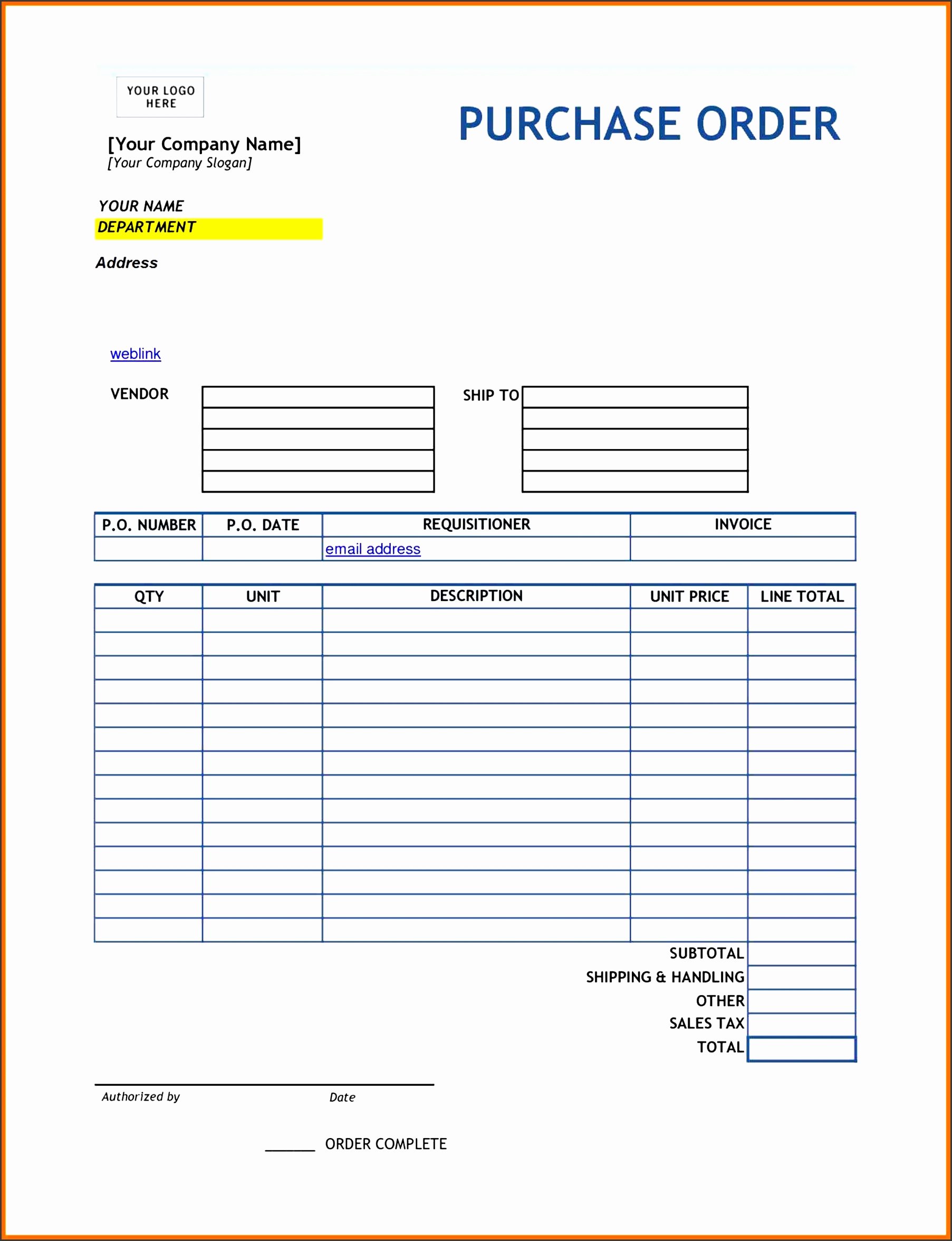 Order forms Template Word Awesome 10 Editable Purchase order Template Sampletemplatess