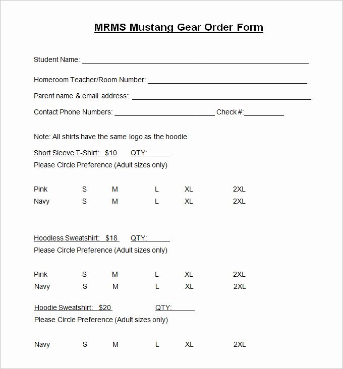 Order forms Template Word Fresh T Shirt order form Template 21 Free Word Pdf format