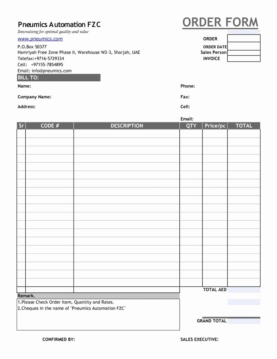 Order forms Template Word Unique Printable order forms Templates