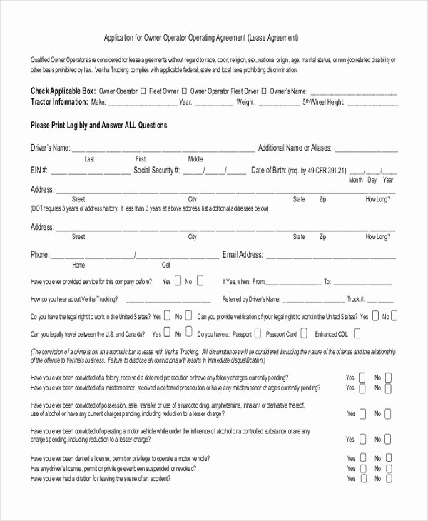 Owner Operator Lease Agreement Template Beautiful Free 10 Sample Operating Agreement forms In Pdf