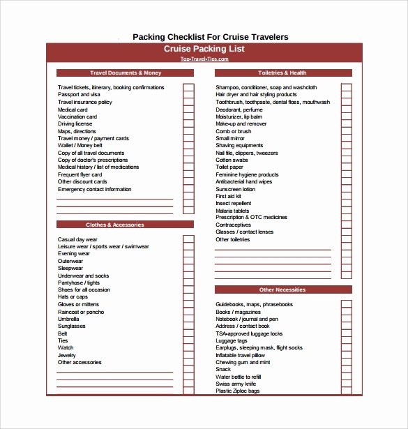 Packing List Template Pdf Elegant Packing Checklist Template 15 Download Free Documents