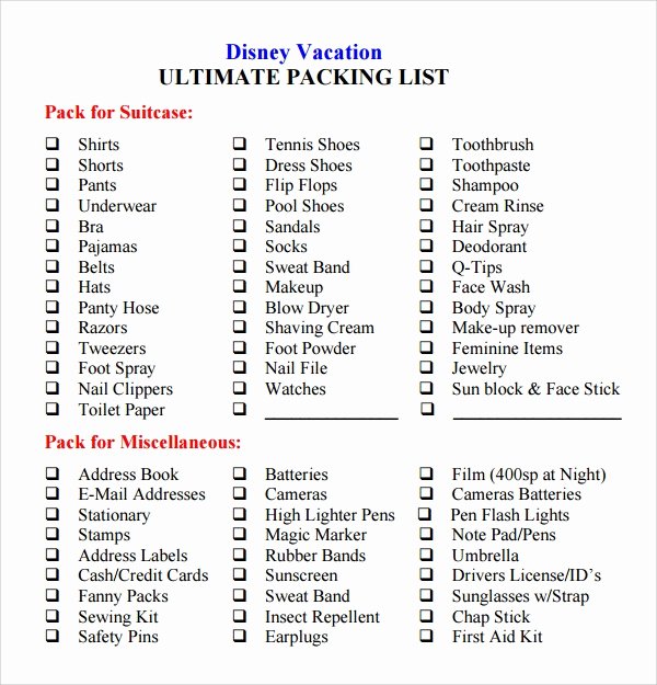 Packing List Template Pdf Luxury Sample Checklist 13 Documents In Pdf Word