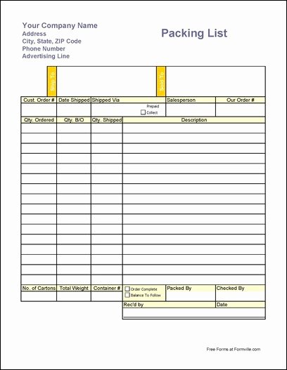Packing List Template Pdf Unique Free Packing List From formville